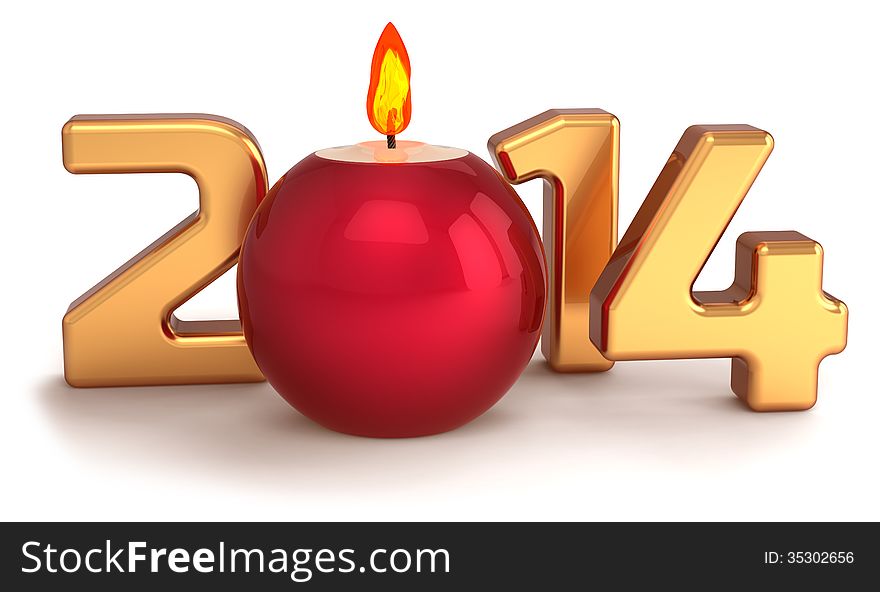 New 2014 Year Christmas candle flame burning decoration