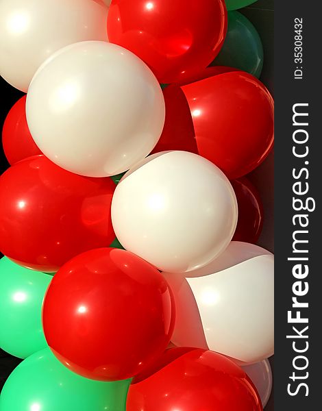 Background of red, white and green Inflatable balls. Background of red, white and green Inflatable balls