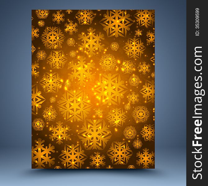 Christmas gold snowflakes on brown background. Christmas gold snowflakes on brown background