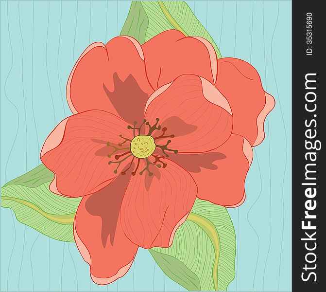 Vector illustration of Red Oleander Flower