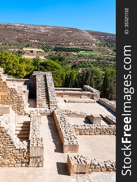 Greece Knossos Palace, ceremonial and political centre of Minoan civilization and culture. Greece Knossos Palace, ceremonial and political centre of Minoan civilization and culture