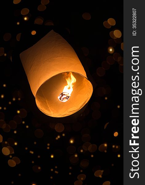 Sky lantern with bokeh