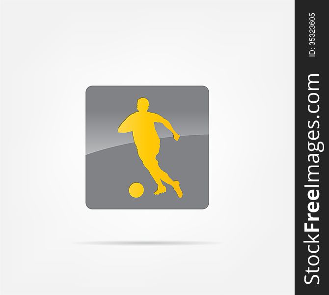 Abstract icon. Black abstract icon isolated on a white background with a footballer.