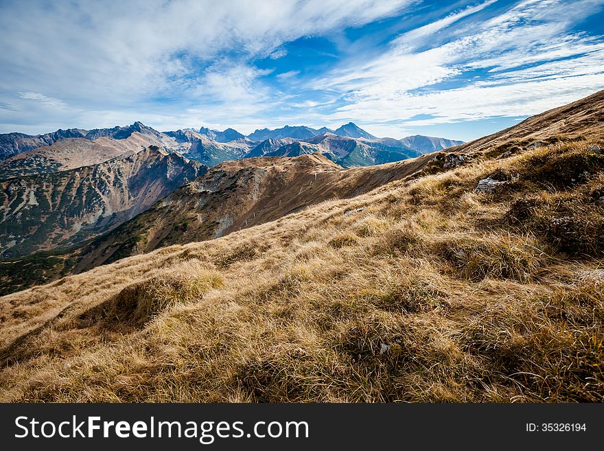 Beautiful panorama in Tatry mountains, Czerwone Wierchy, Cervene vrchy. Beautiful panorama in Tatry mountains, Czerwone Wierchy, Cervene vrchy