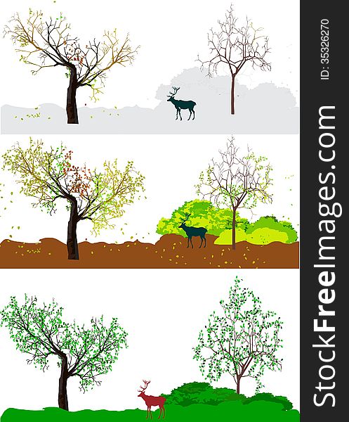 Vector illustration showing time laps in the nature. Vector illustration showing time laps in the nature