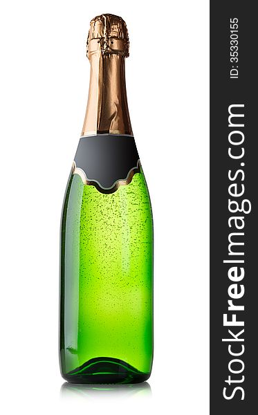 Bottle of champagne isolated on a white background