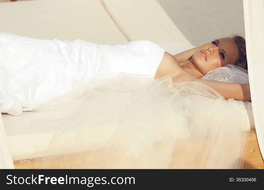 Beautiful bride with blond hair