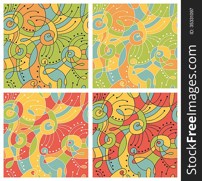 Vector set: seamless abstract colored circus patterns. Vector set: seamless abstract colored circus patterns