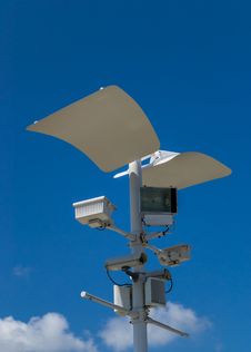 CCTV , Speaker And Sport Light Royalty Free Stock Images CCTV , Speaker And Sport Light Royalty Free Stock Images