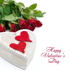 Wooden Box With Red Hearts And Roses Stock Image Wooden Box With Red Hearts And Roses Stock Image