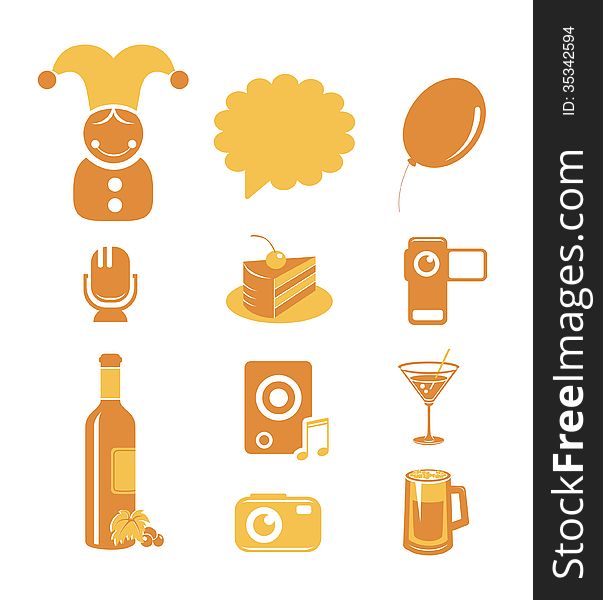 Holidays and party icons. Editable vector set