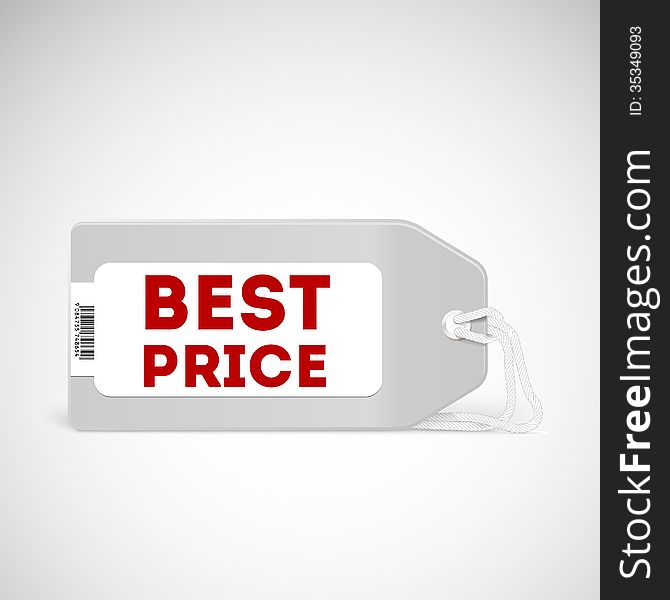 Blank price tag isolated on white with text Best price and soft shadow