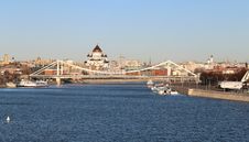Landscape With A Bridge And Temples In Moscow Royalty Free Stock Photography Landscape With A Bridge And Temples In Moscow Royalty Free Stock Photography