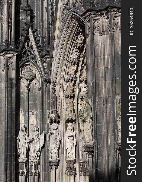 Detail of the Facade of the Cathedral in Cologne, Germany. Detail of the Facade of the Cathedral in Cologne, Germany.