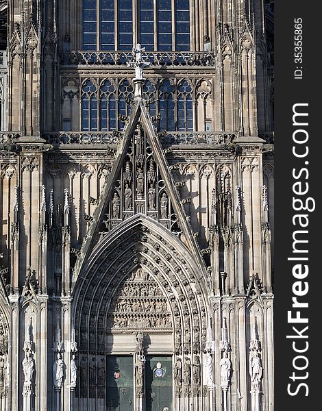 Detail of the Facade of the Cathedral in Cologne, Germany. Detail of the Facade of the Cathedral in Cologne, Germany.