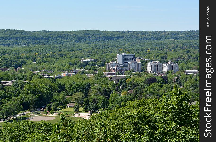 Aerial view across the Dundas Valley, Hamilton Ontario Canada