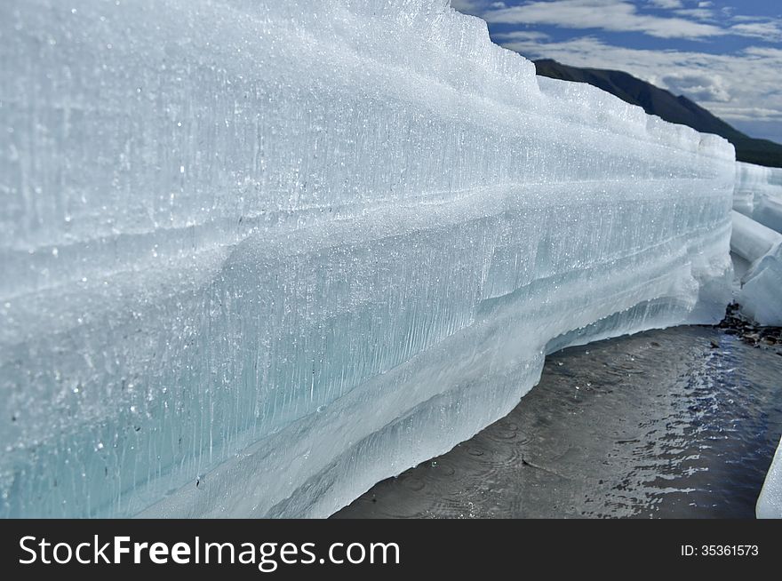 The permanent ice fields in the tideway of the Yakut river.