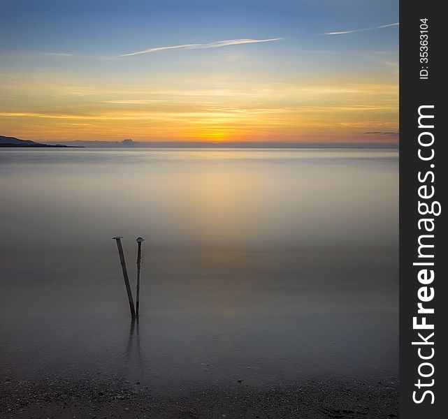 Beauty landscape with sunrise over sea