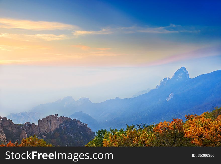 Morning fog of ancestral mountain