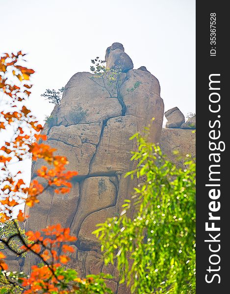 The Huge Stone And Autumnal Scenery