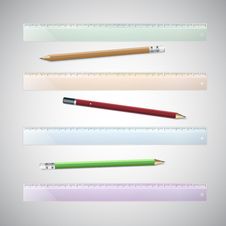 Set Of Plastic Rulers And Pencils Stock Image Set Of Plastic Rulers And Pencils Stock Image