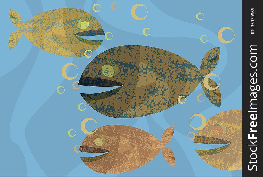 Underwater with fishes texture background