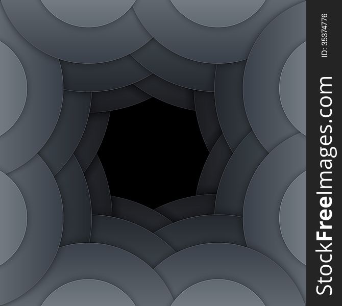 Abstract Dark Grey Paper Circles Background