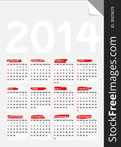 Fold corner paper calendar 2014