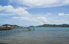 Wooden Bridge To The Sea,Thailand Royalty Free Stock Photo Wooden Bridge To The Sea,Thailand Royalty Free Stock Photo