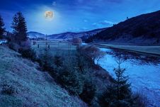 River Flows By Rocky Shore Near The Autumn Mountain Forest Royalty Free Stock Photos River Flows By Rocky Shore Near The Autumn Mountain Forest Royalty Free Stock Photos