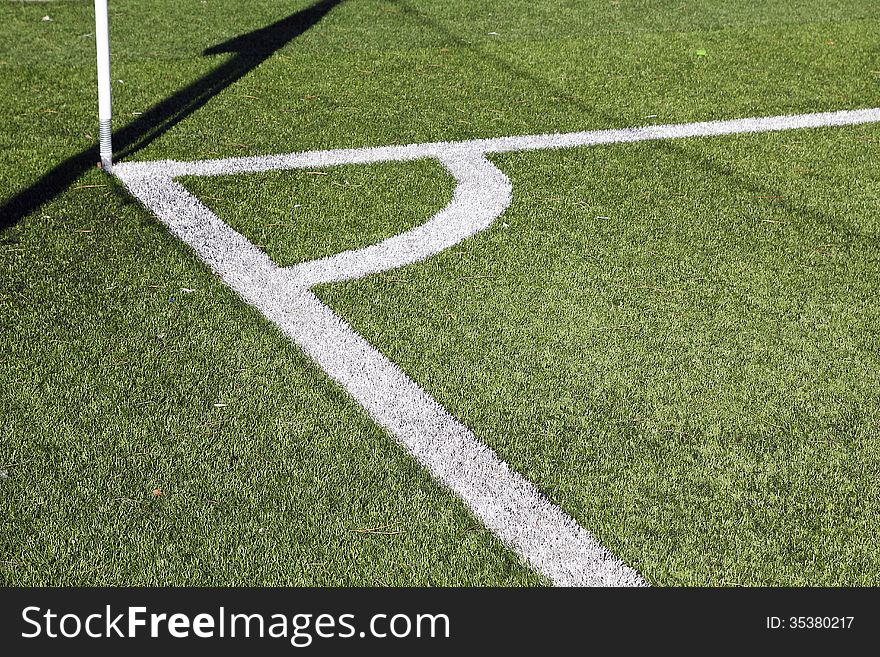 Corner of a football field, with flag