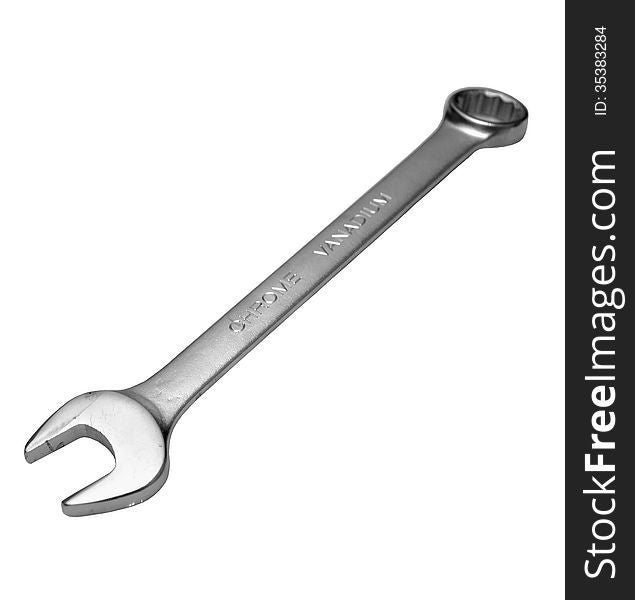 Metal wrench on a white background to make repairs