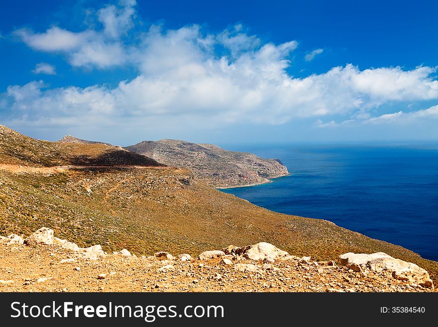 Beautiful view of blue Mediterranian sea near Balos lagoon, Crete, Greece. Beautiful view of blue Mediterranian sea near Balos lagoon, Crete, Greece
