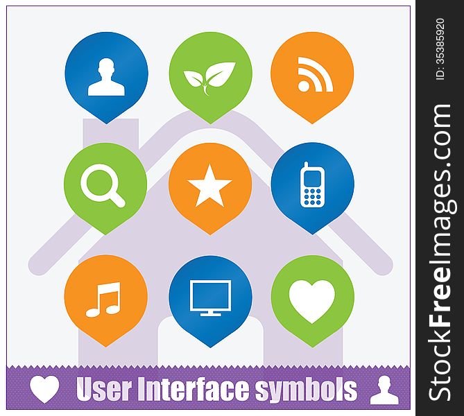 Web user interface symbols set isolated