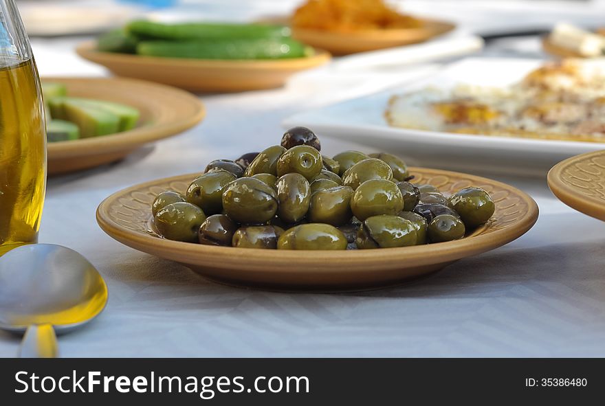 Olives displayed as part of a traditional Lebanese breakfast. Olives displayed as part of a traditional Lebanese breakfast