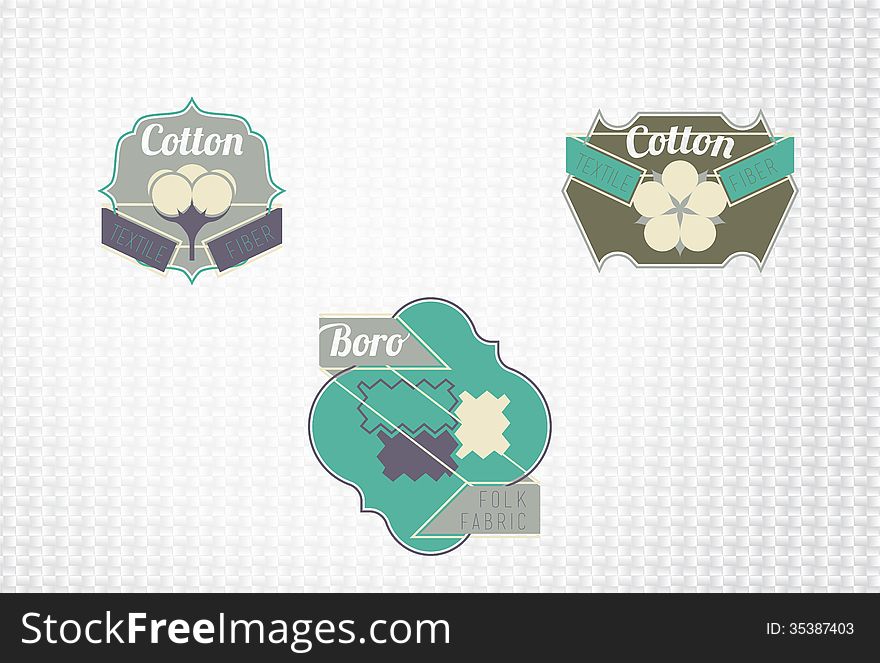 Textile fiber logo set: cotton, boro.