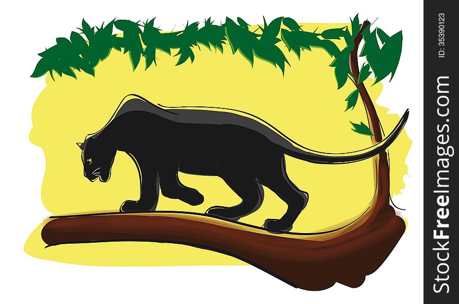 PANTHER ON A TREE BRANCH