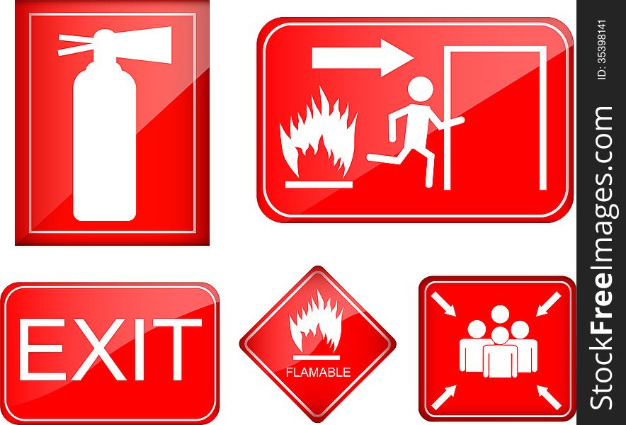 Set of fire accident sign