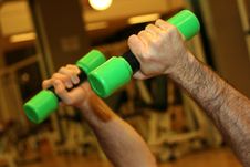 Hands On Green Dumbbells Stock Photos Hands On Green Dumbbells Stock Photos