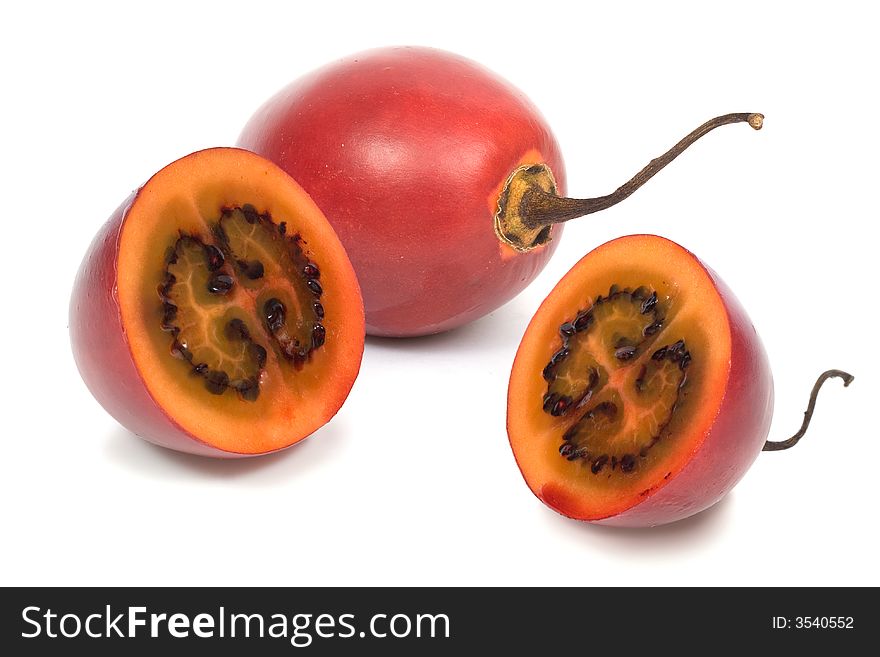 Tamarillo. Image series of fresh vegetables and fruits on white background. Tamarillo. Image series of fresh vegetables and fruits on white background