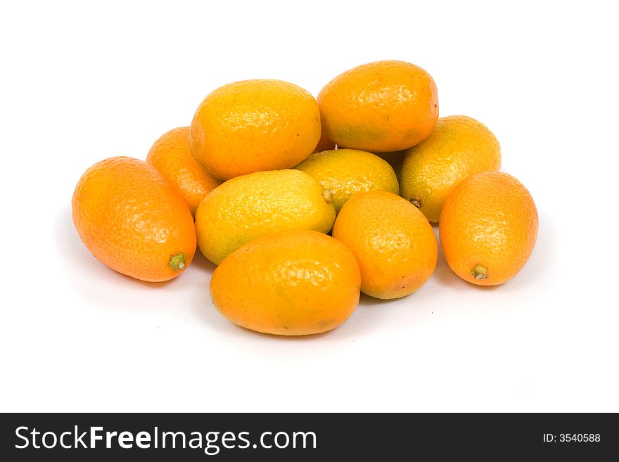 Cumquat, image series of fresh vegetables and fruits on white background. Cumquat, image series of fresh vegetables and fruits on white background