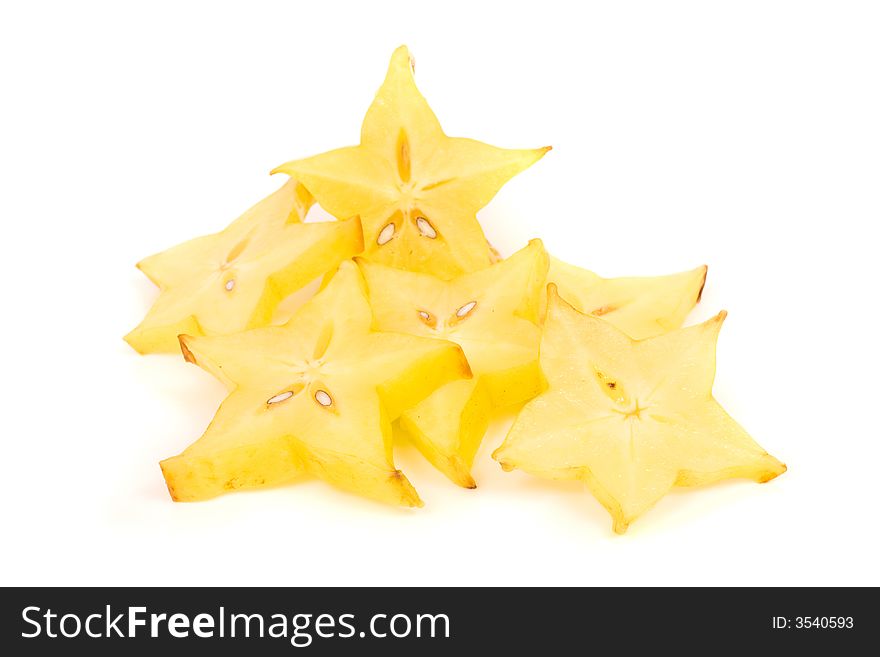 Carambola. Image series of fresh vegetables and fruits on white background