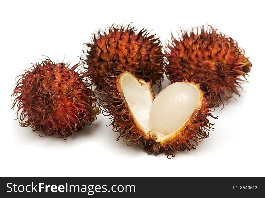 Rambutan. Image series of fresh vegetables and fruits on white background. Rambutan. Image series of fresh vegetables and fruits on white background