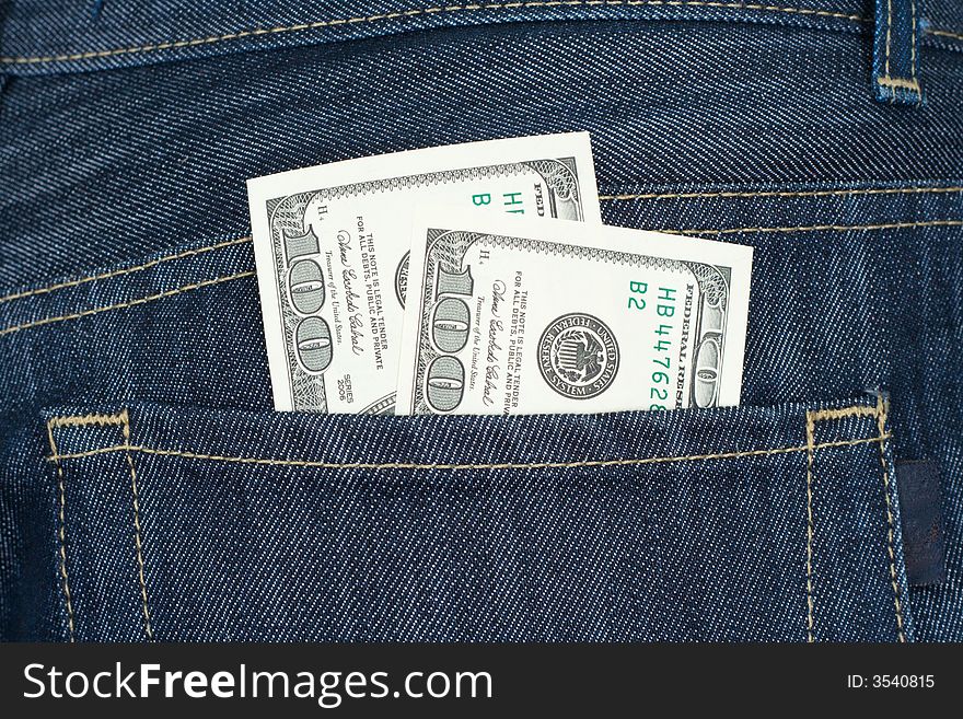 Two hundreds dollars in a back pocket of trousers