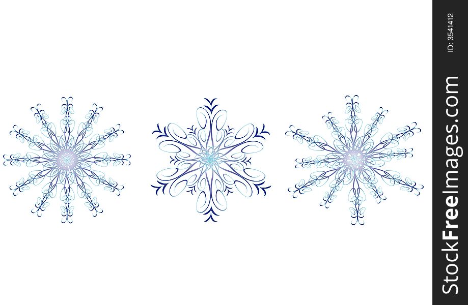 Three Vector Snowflakes