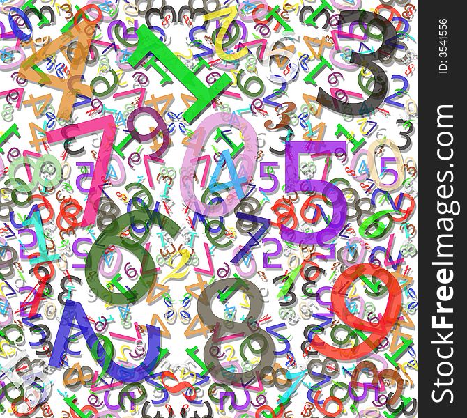 Pattern combined of transparent colorful numbers on white background. Pattern combined of transparent colorful numbers on white background