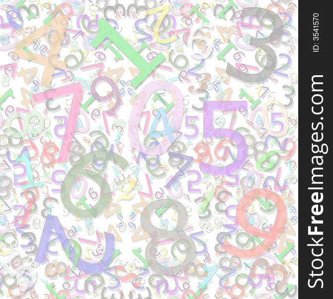 Pattern combined of transparent colorful numbers on white background. Pattern combined of transparent colorful numbers on white background
