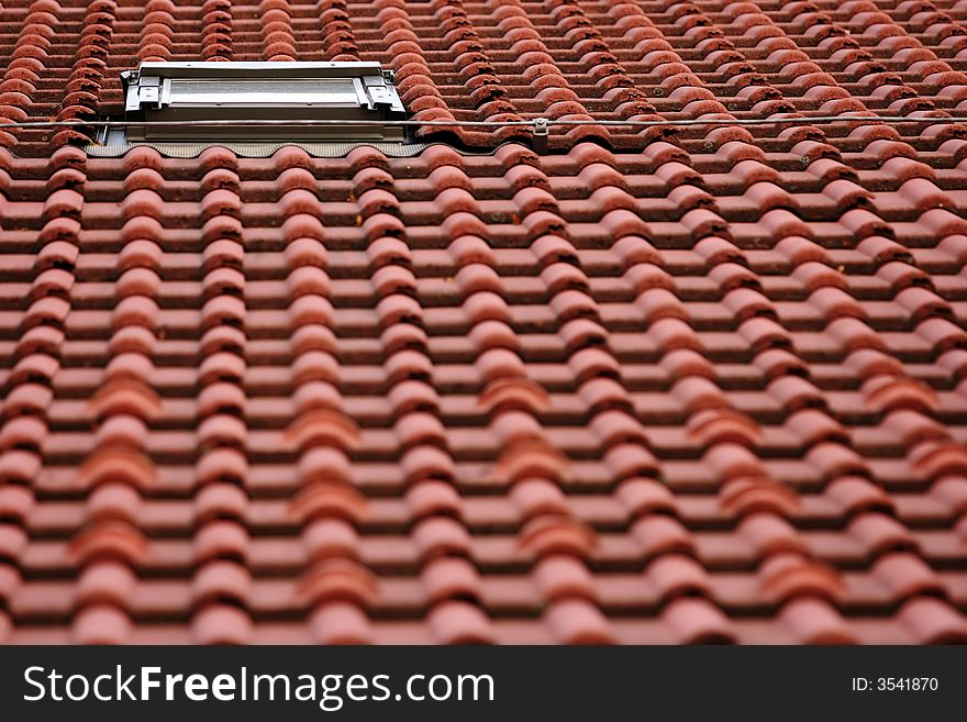 Background of red roof and top opening - depth of field