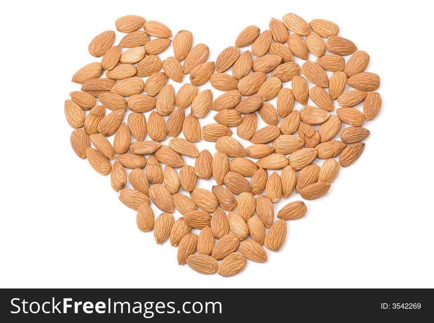 Almond nuts on a white background