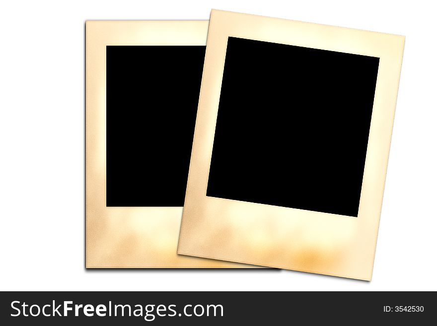 Two aged photo frames isolated on white background